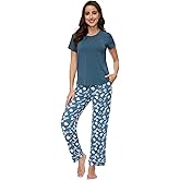 WiWi Pajamas for Women Pajama Sets Super Soft Short Sleeve Loungewear with Pants Cooling Pjs Lounge Set S-XXL