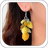 Lemon Earrings for Women Fruit Dangle Earrings 3D Glass Fruit Grape Strawberry Cute Lemon Jewelry Accessories