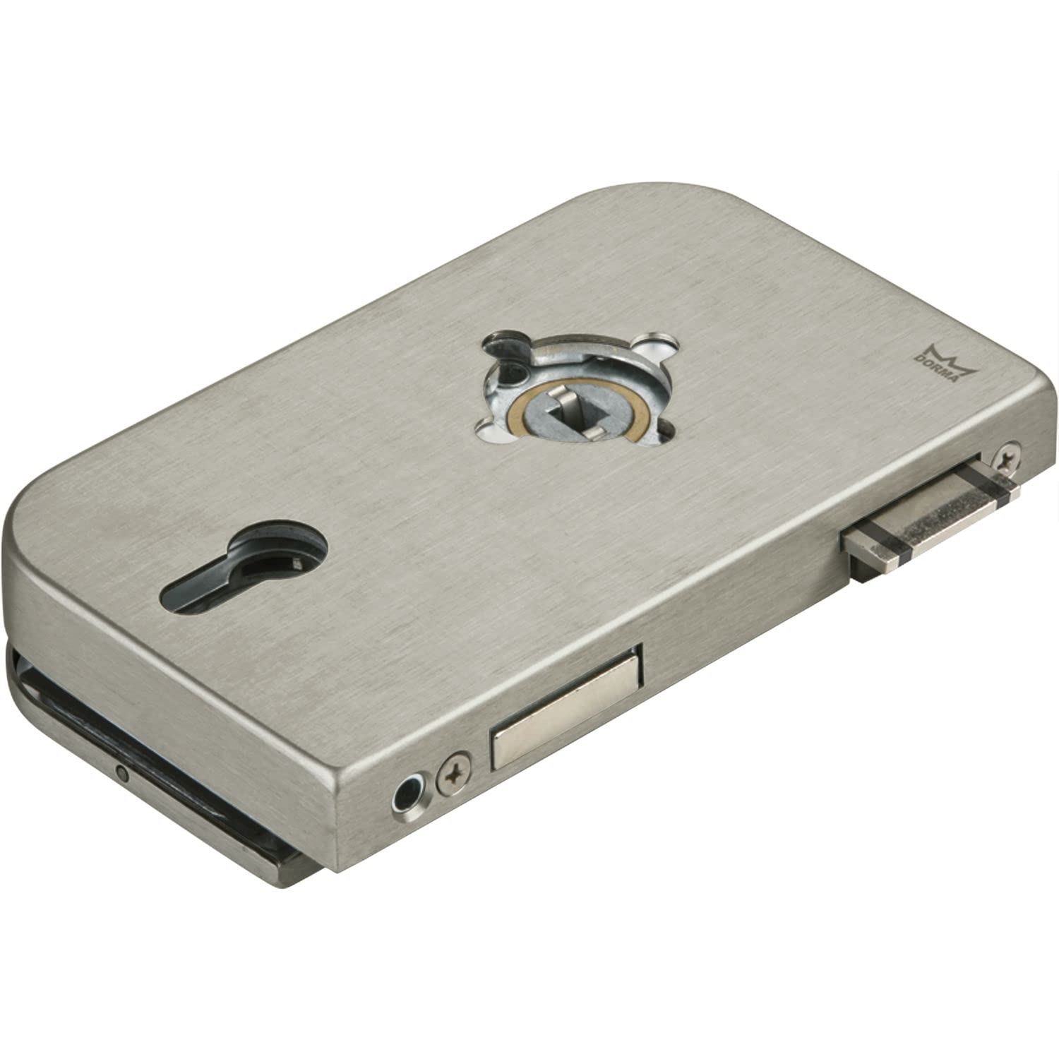 Dorma Glas Junior Office PZ Glass Door Lock with Change, Glass Thickness 8 mm, Glass Fitting Left - Aluminium Stainless Steel Effect, 81120015799