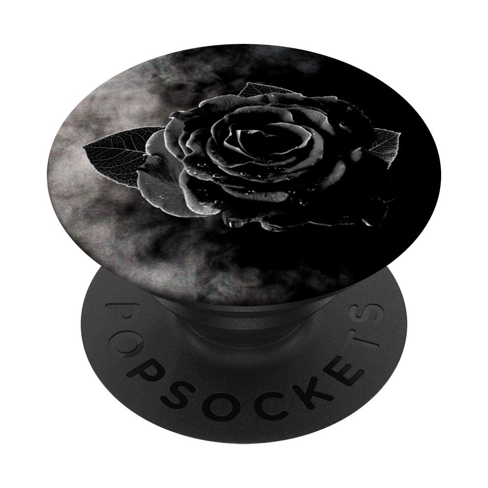 Beautiful Black Rose Flower Grayish-White Smoke Art PopSockets Swappable PopGrip