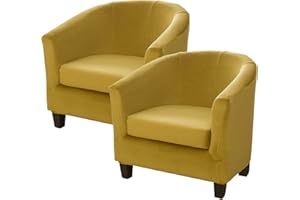 cjc Velvet Club Chair Cover Slipcover,2-Piece Barrel Tub Chair Cover for Living Room Armchair Sofa Covers with Cushion Covers,Washable Furniture Protector for Club Chairs(A Velvet-Grass Green,2PCS)