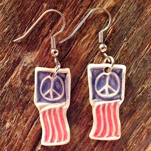 Porcelain Peace Flag Earrings