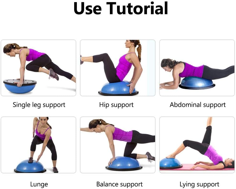 Auveach Balance Ball Trainer 46cm with Resistance Bands and Foot Pump Thickened Yoga Exercise Ball for Pilates Fitness Home Training for Women Teenager Blue - Image 4