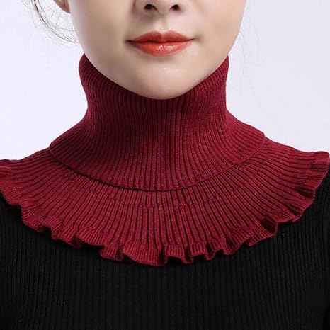 Amazon ニットタートルネックフェイクカラープルオーバーハイネック取り外し可能なカラーセーターフェイクカラーネックスリーブウォーマー ワインレッド偽の襟 付け襟 ファッション小物 通販
