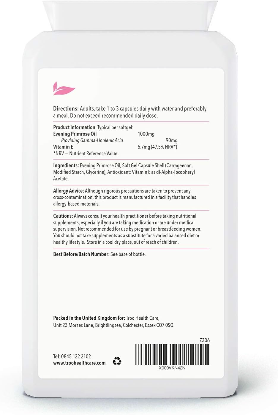 Troo Health Care Troo Vegan Evening Primrose Oil Capsules 1000mg, 90 Softgels in Convenient Daily Omega Supplement - Image 3