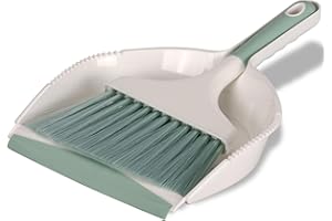 ZEDACY Dust pan Broom-Dust Pans with Brush/Dustpan and Brush Set/Hand Broom and Dustpan Set/Handheld Dustpan are Used to Clean Floors/Tables/Kitchens (White+Green M4)