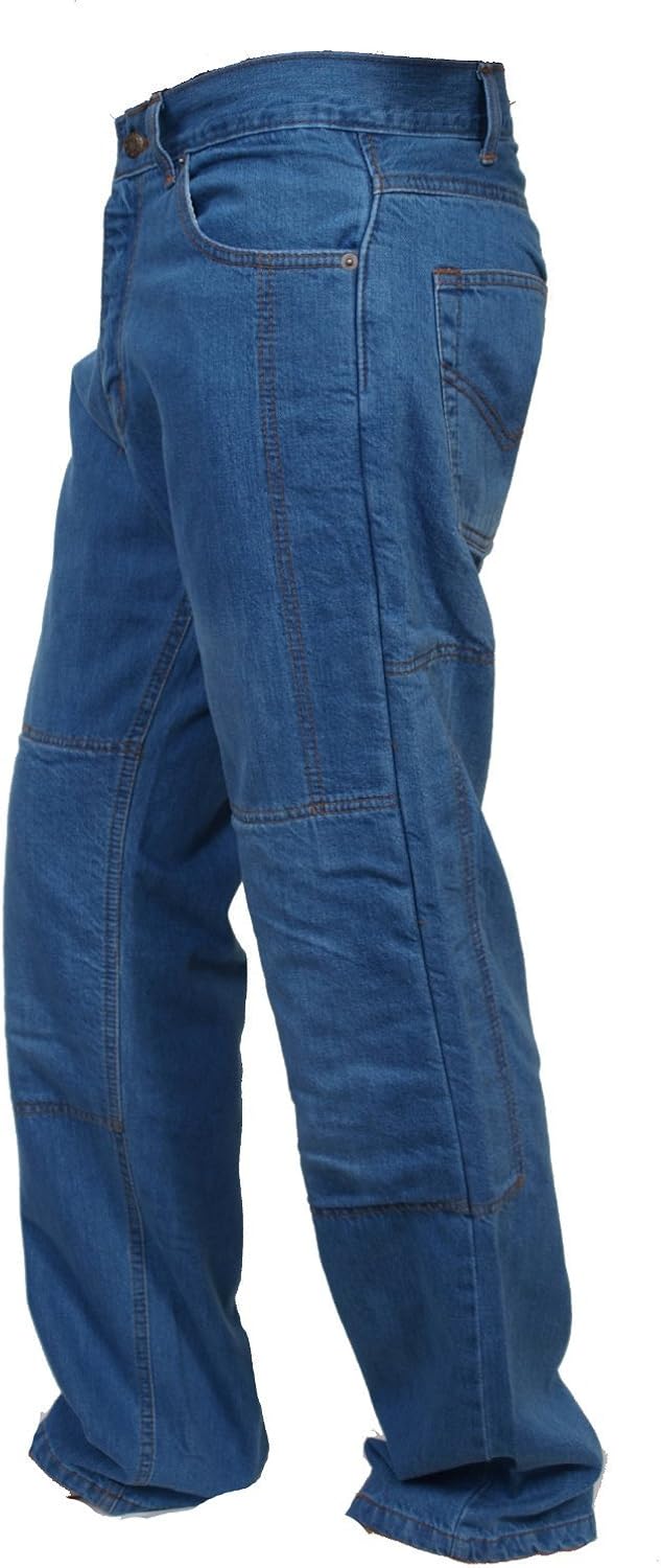 Herren Motorradhose Mit Aramid-Stretch-Stoff – Schutzausrüstung Inklusive, Für Alle Jahreszeiten, Blau, Größe 4XL