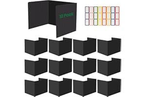 Ayuanb 12 Pack Black Desk Dividers for Students, Privacy Shields Folder for Students, Durable&Waterproof Plastic Office Divider, Teacher Supplies for Classroom, Desk Privacy Panel（17 x 14 x 13.5 Inch）