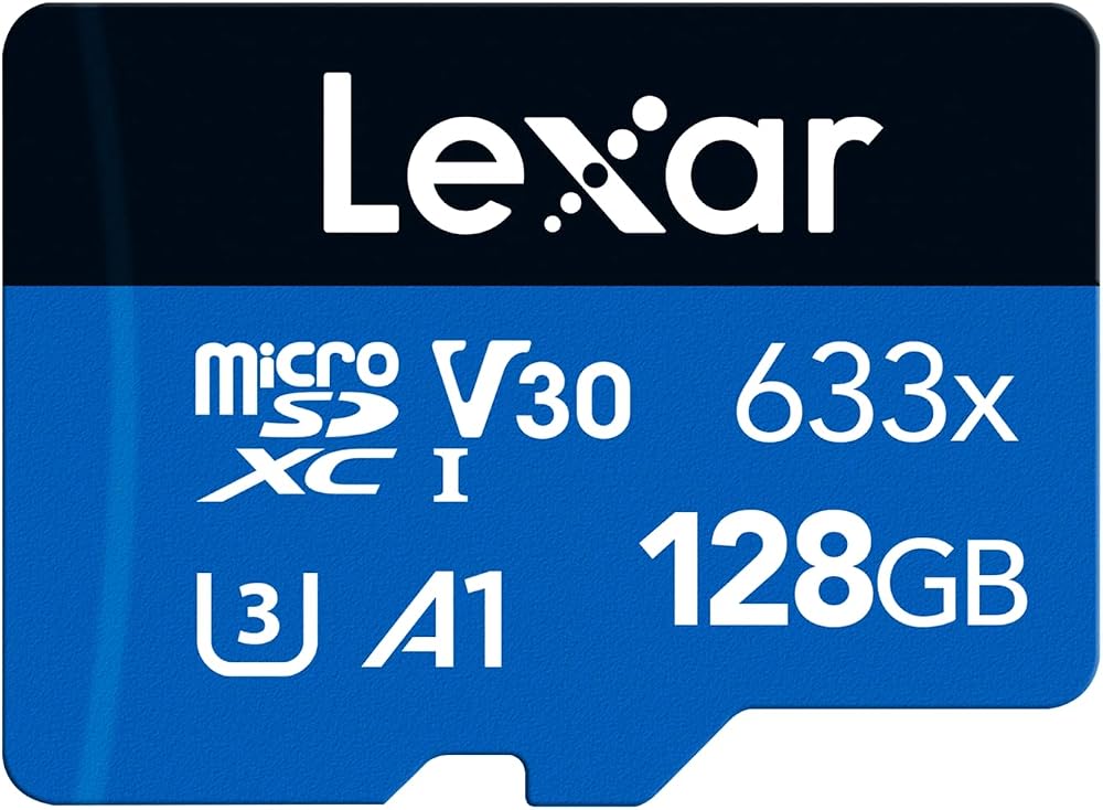 Lexar 128GB microSDXC UHS-I Card A1 Class 10 U3 V30 + SD Adapter