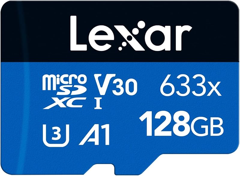 Lexar 128GB microSDXC UHS-I Card A1 Class 10 U3 V30 + SD Adapter