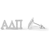Sorority Shop Alpha Delta Pi Earrings — White Gold Plated Stud Earrings, Long-Lasting Alpha Delta Pi Sorority Gifts for Women