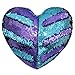 Tomus-UNI Mermaid Sequin Pillow with Insert, 13''×15'' Heart Magic Reversible Sequins Cushion for Home Décor(Bright Green/Purple)