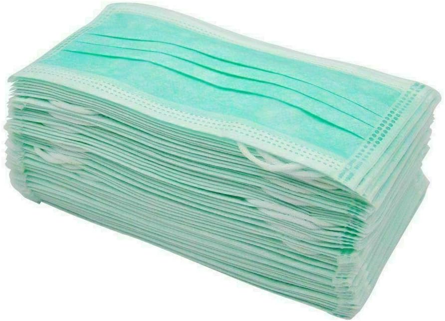 1000 PCS (50x20 boxes) Surgical Disposable- 3 Ply Elastic Ear Loop Face Mask In Green