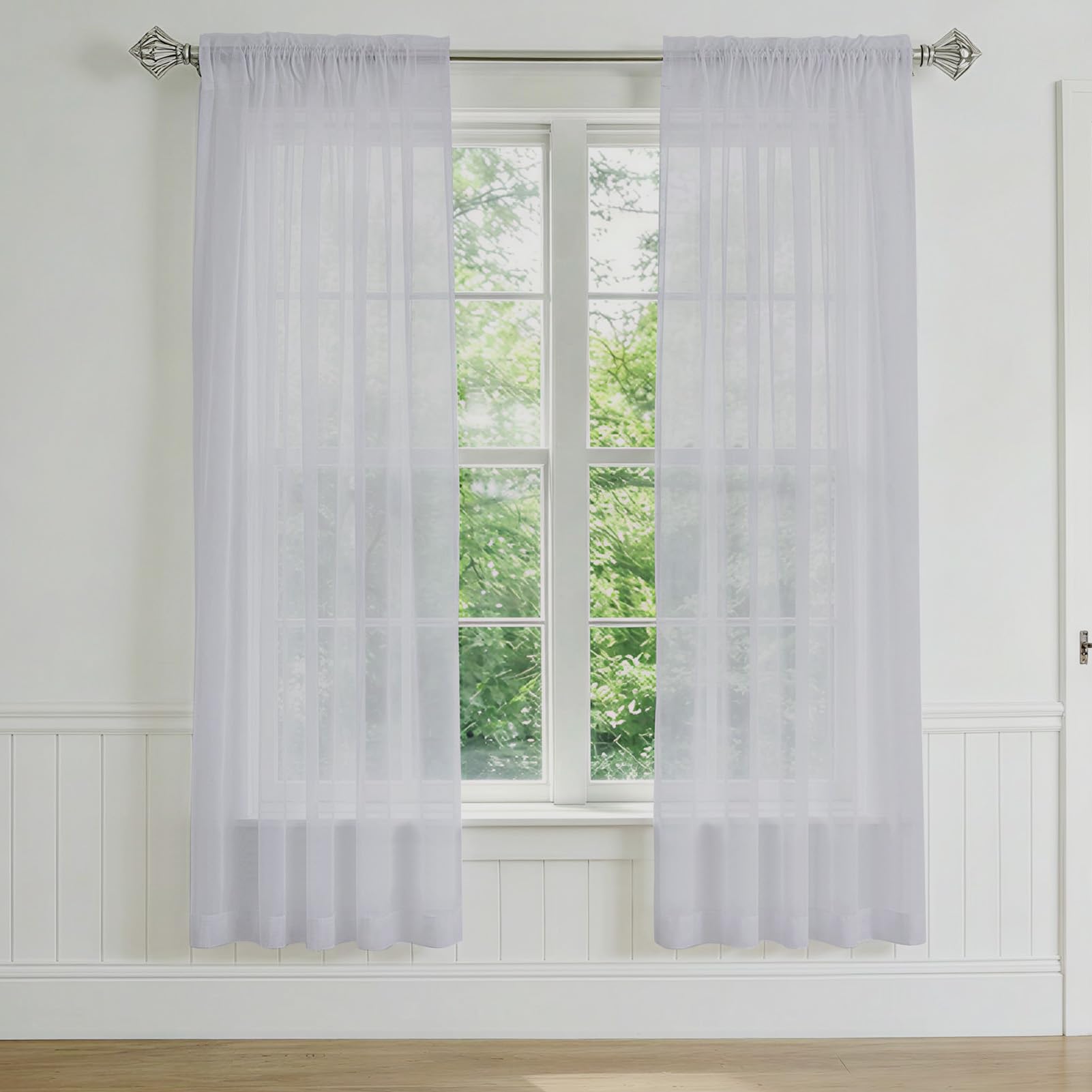 NAKIHOUSE Voile Curtain, 2 Panels Net Curtains for Windows 63 Drop, Elegant Slot Top Sheer Curtains, Light Filtering Silver Grey Voile Curtains for Living Room, Breathable & Graceful Window Drapes