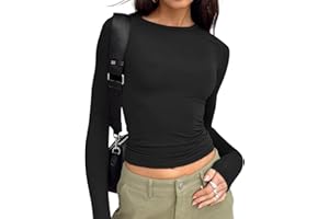 Trendy Queen Womens Long Sleeve T Shirts Fall Fashion 2025 Basic Crop Tops Going Out Outfits Y2k Clothes