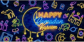 Amazon Com Laeacco Happy Ramadan Kareem Background 7x3ft Neon
