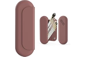 Proke Silicone Makeup Brush Holder Travel: Compact and Stylish Travel Makeup Brush Case with Upgrade Anti-Fall Out Magnetic Closure: Makeup Brush Pouch Organizer for Travel (2.Brown)