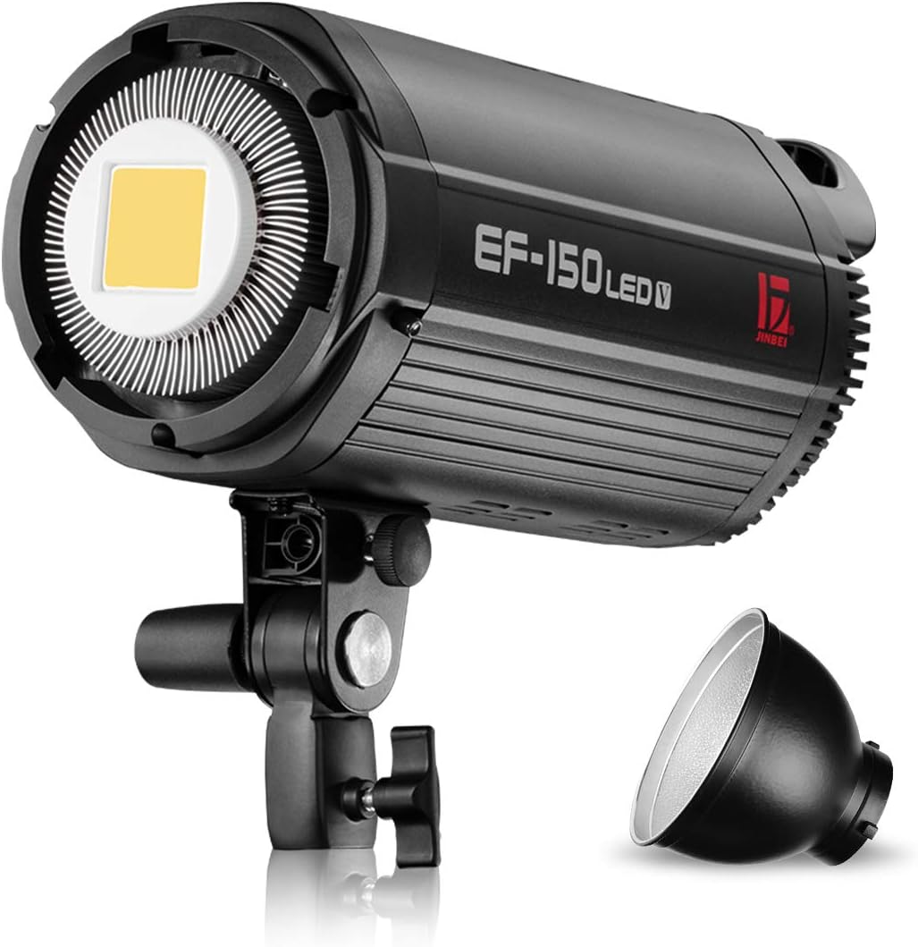 JINBEI EF-150 150W LED Video Continuous Lighting 5500K CRI 95+ with 55°Standard Reflector Lighting Bowens Mount for Portrait Photography Video Recording