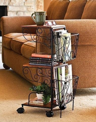 3 Tier Rolling Magazine End Table Storage Many Uses by JSNY