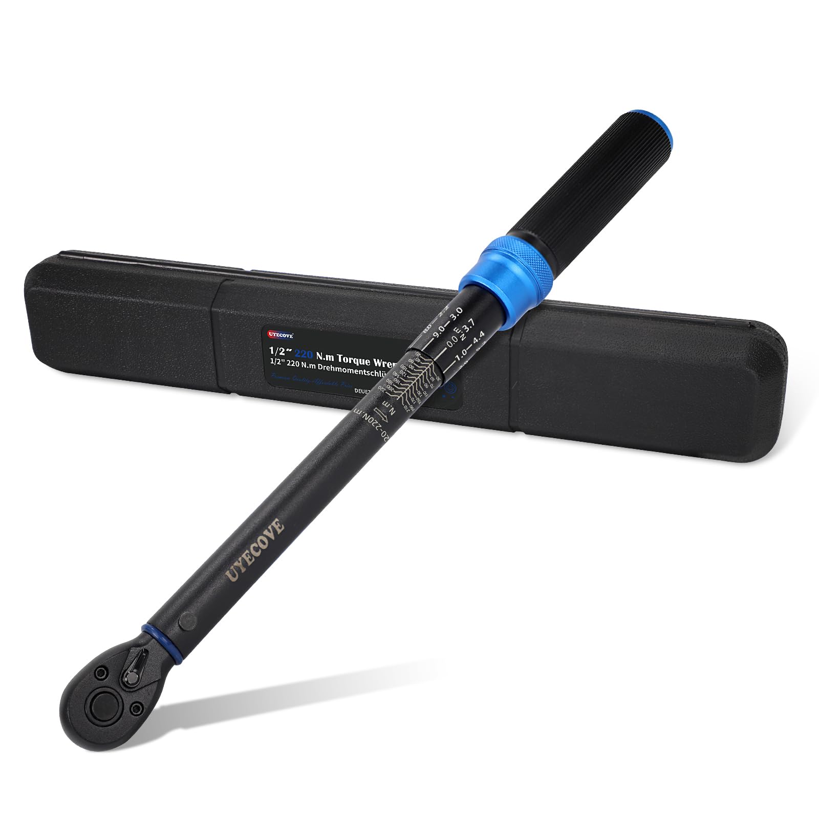 UYECOVE 1/2" Drive Click Torque Wrench, 20-220NM/14.7-162.4FT.LB, Dual-Direction for Car & Motorcycle & LKW,