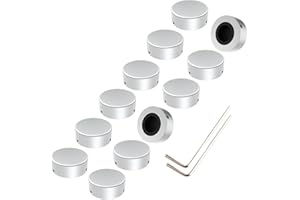 SOLUTEK BUTTONS Footswitch Topper Guitar Pedal Button Caps | Barefoot Pedal Buttons and Guitar Pedal Topper to enhance Accuracy,Comfort,Protection. V1 Skirt-less 12 Pcs Silver