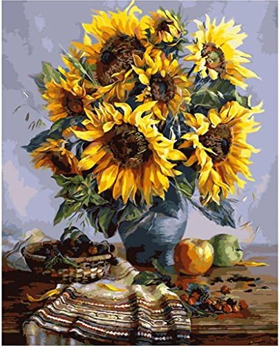 HotAmz DIY oil Painting, Paint by Number Kit For Kids Adult- Sunflower Flower 16 x 20 inch