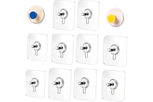 No Drill Screw Stickers, 10 Pack Adhesive Screw Wall Hooks, Heavy Duty No-Drill Punch-Free Stickers, 13lbs Load, Non-Trace Wa