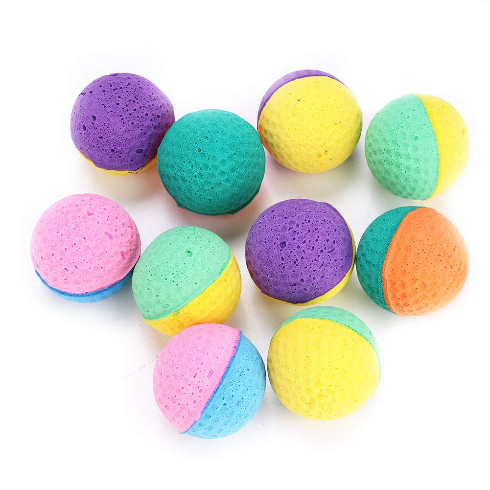 10pcs Cat Latex Balls Toys, Colorful Foam Scratching Play Toy Fun Interactive Chaser Teaser Playthings Toy for Cats Dogs