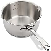 DEAYOU 18/10 Stainless Steel Butter Warmer Pan, 0.8-Quart Measuring Saucepan with Dual Pour Spout, Small Milk Butter Melting Pot, Induction Heavy Bottom Sauce Pan for Stove Top, Soup, Chocolate, 25OZ