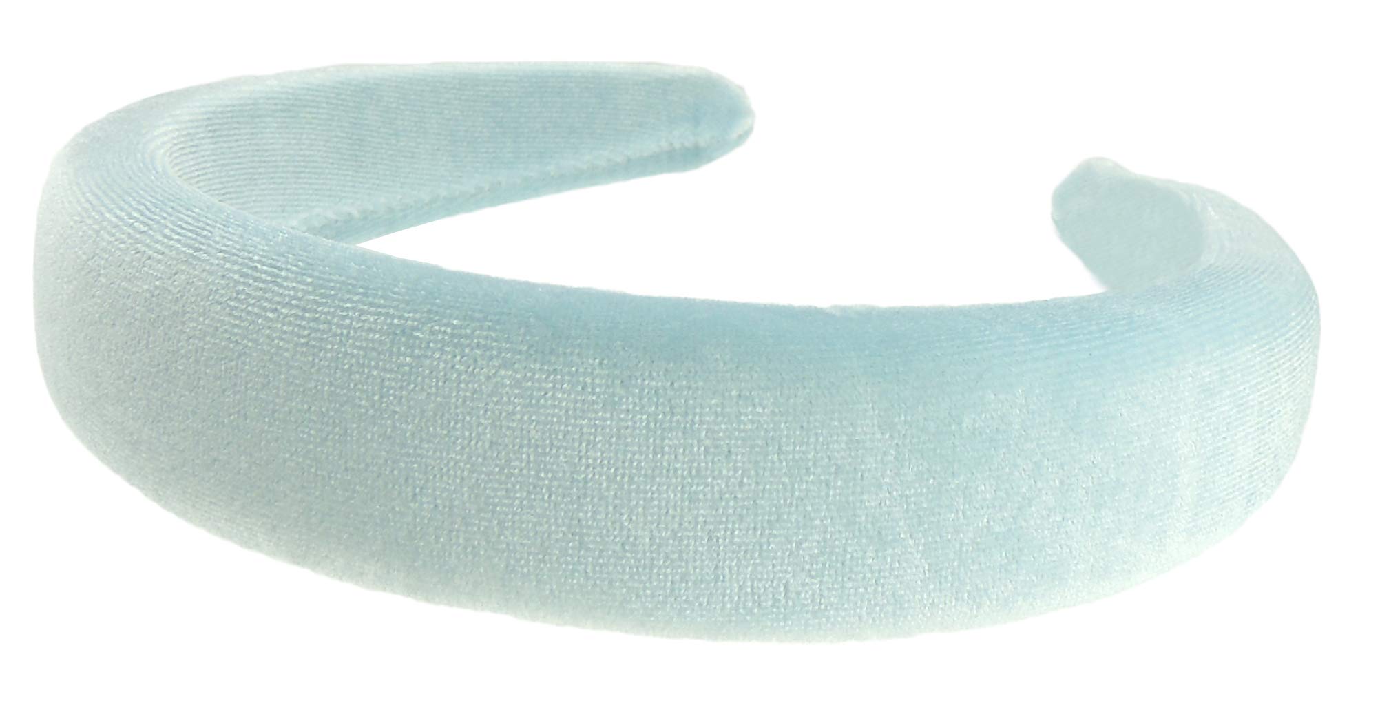 Womens Girls Occasion Wedding Bridal Party Birthday Christmas Evening Wide 3cm Bump Padded Velvet Velour Hair Hairband Accessories Headband Alice Band (Baby Blue)