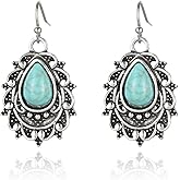 Silver Western Earrings Turquoise Earrings for Women Boho Chic Clothing Western Jewelry for Women Outfit Country Concert Outfits Cowboy Chic Rodeo Outfit Shirts Dress Accessories