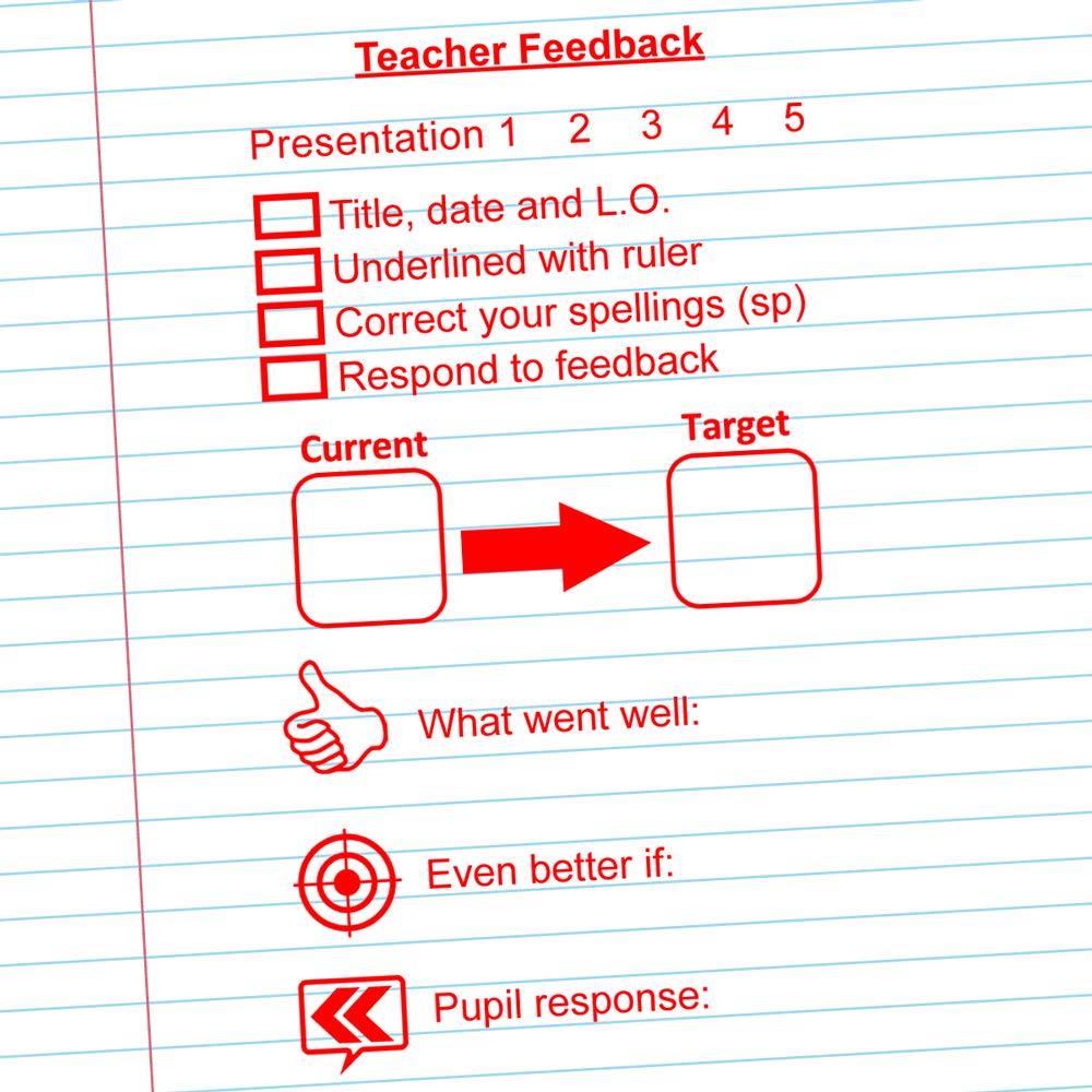 Presentation/Target Setting/Student Response Marking Large (6x11cm) Teacher Stamp (Red)