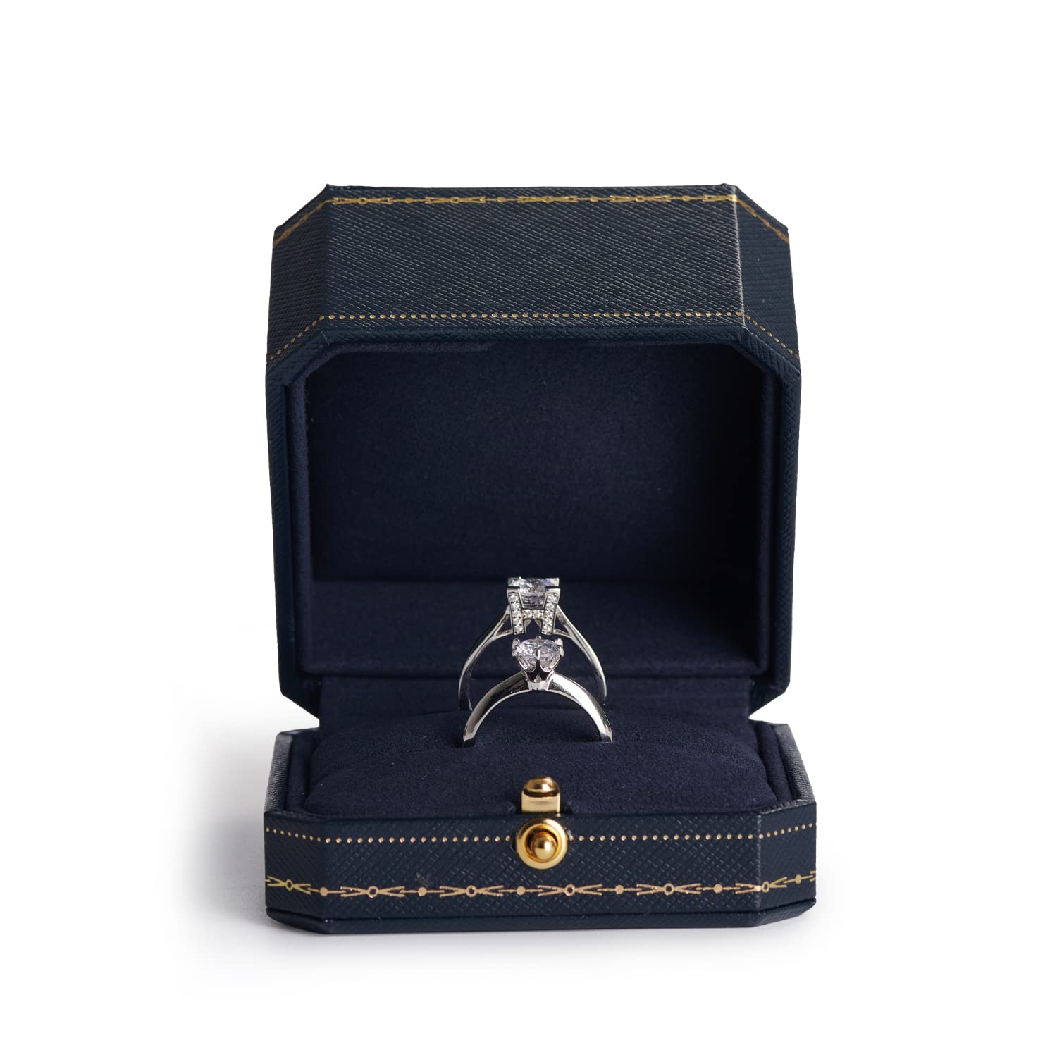 Oirlv Double Ring Box, Wedding Ring Gift Box, Square Velvet Wedding Ring Case Ring Gift Box for Proposal Engagement Wedding (Double Ring Box)