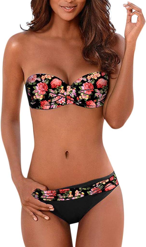 Women's Sexy Padded Push Up Bikini Set Halter Bathing Suits Two Pieces Cherry Thong Swimsuit