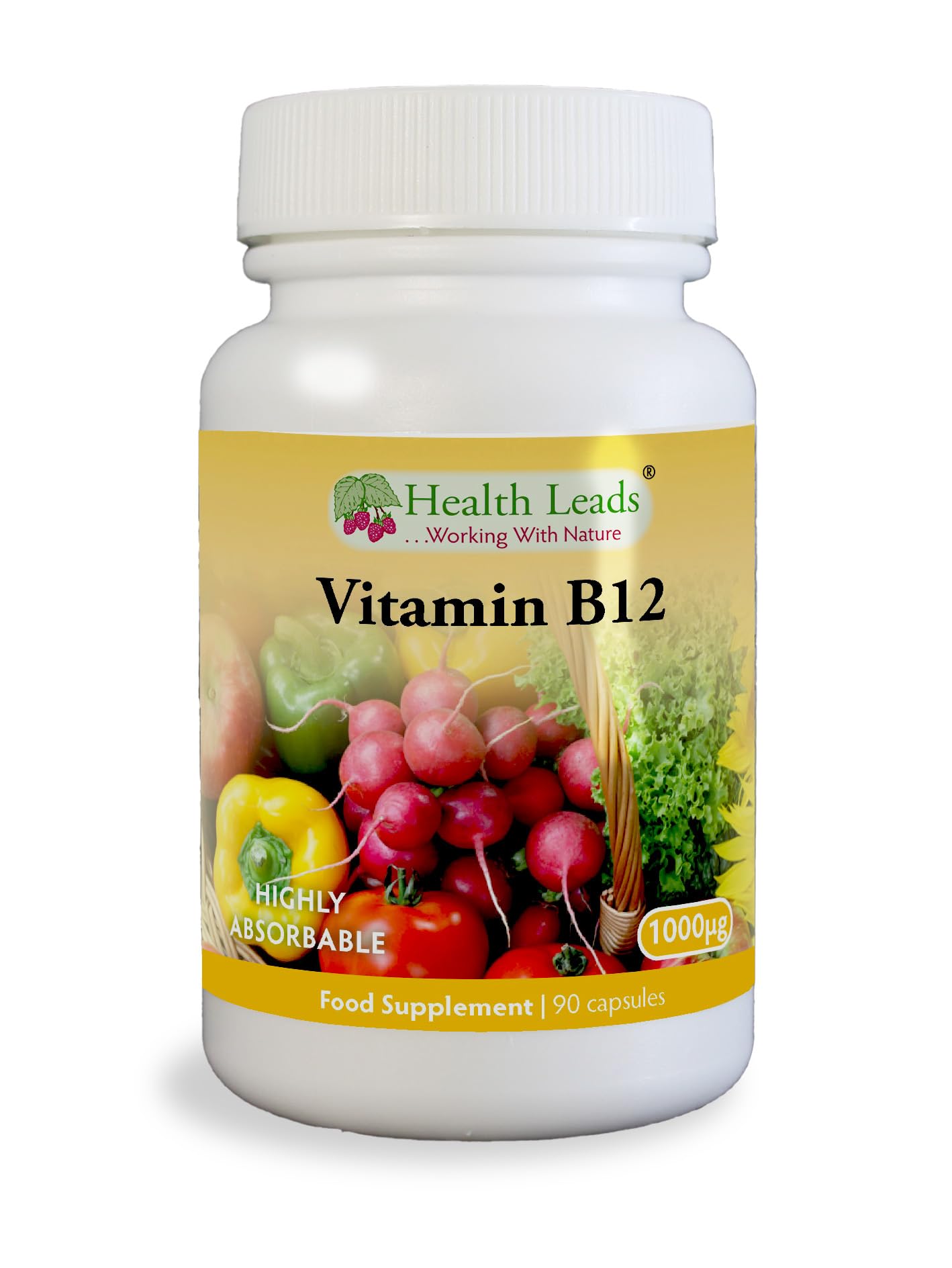Vitamin B12 Methylcobalamin 1000mcg 90 Capsules, Magnesium Stearate Free & No Nasties, B12 contributes to the Reduction of Tiredness and Fatigue, Normal Function of the Immune System, Made in Wales