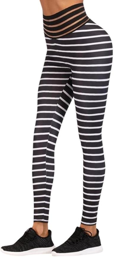 black and white striped yoga pants