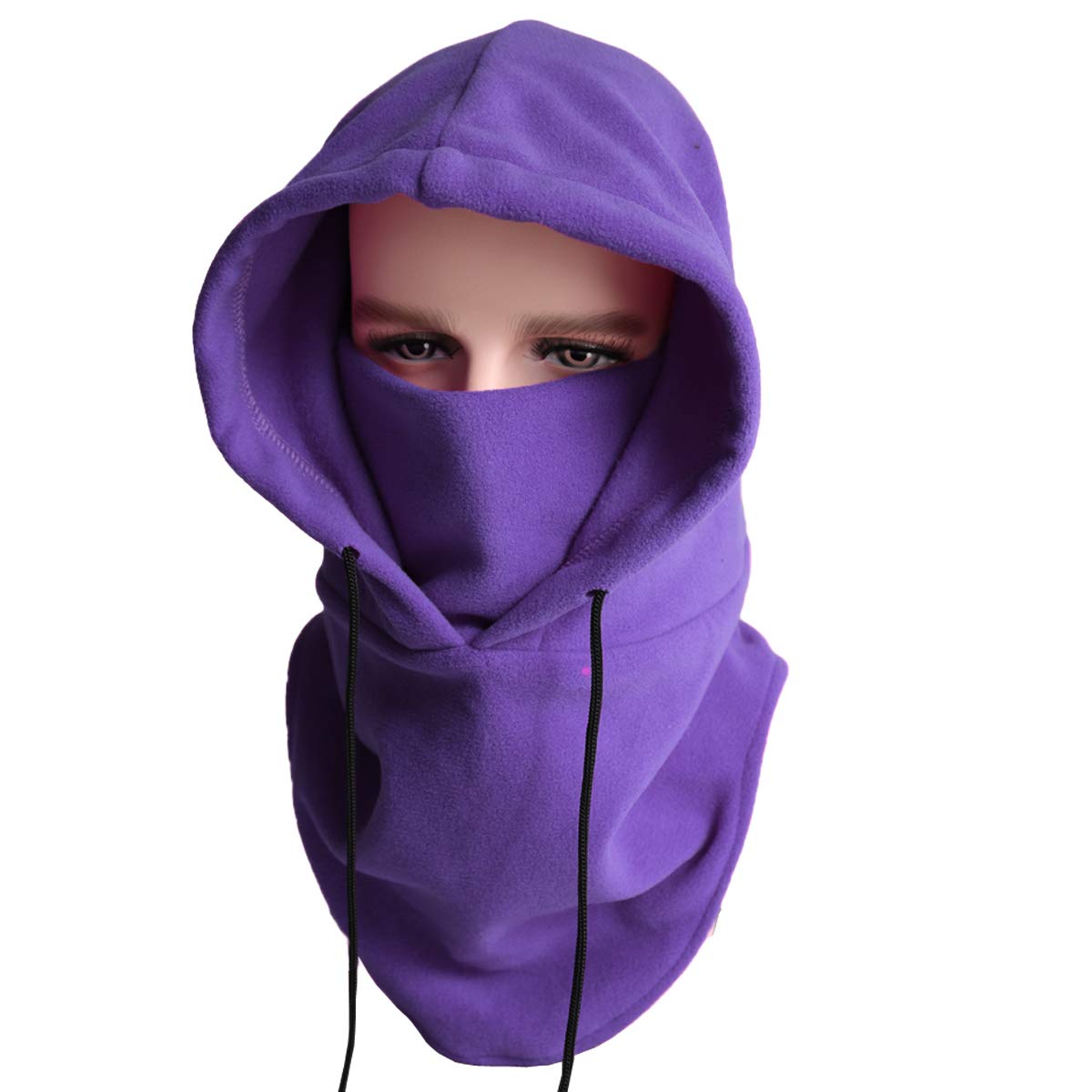 XINGZHE Balaclava Ski Mask Cold Weather Face Mask Neck Warmer Fleece Hood Winter Hats (Purple)