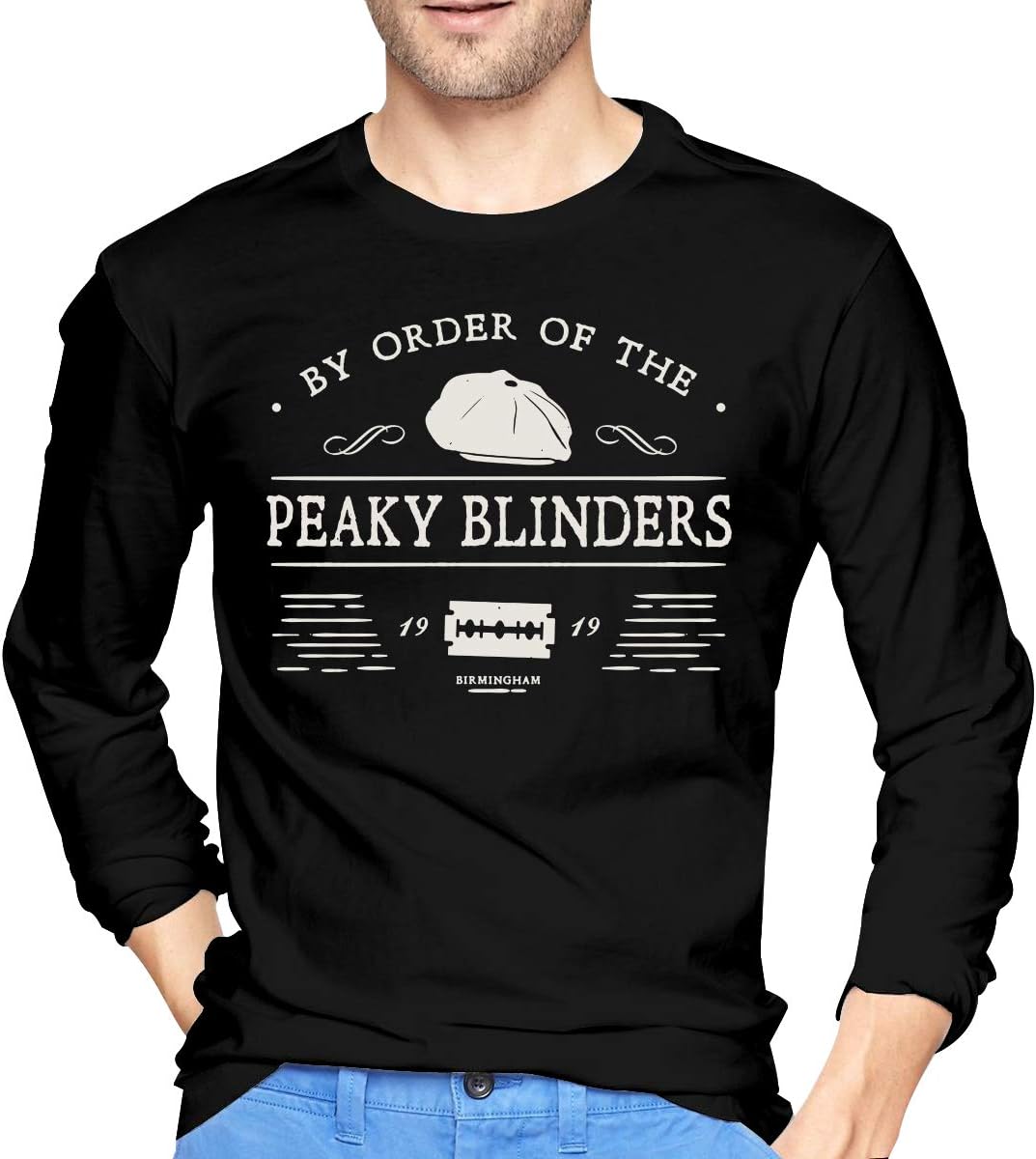 Men's by Order of The Peaky Blinders Long Sleeve T-Shirt Retro Cotton Long Sleeve T-Shirt Sport Shirt