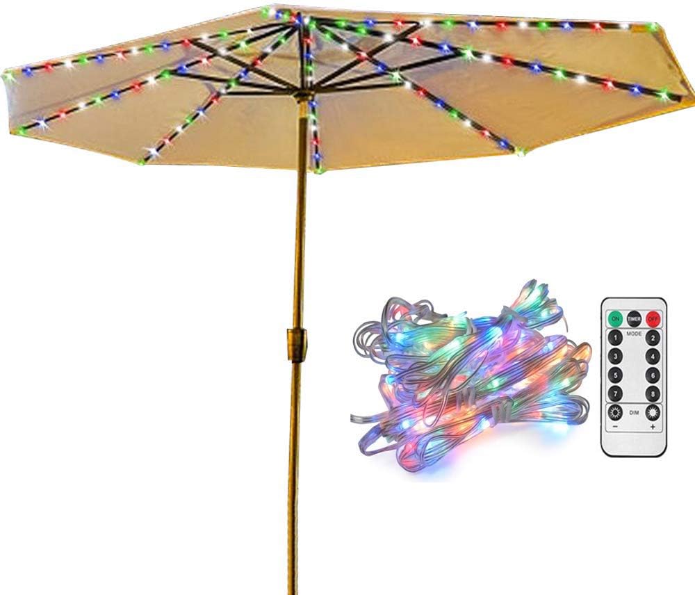 Amazon Com Umbrella Lights Koffmon 8 Lighting Mode 104 Led With Remote Control String Lights Battery Operated Waterproof Outdoor Lighting For Patio Umbrellas Outdoor Use Camping Tents Multi Color Home Improvement