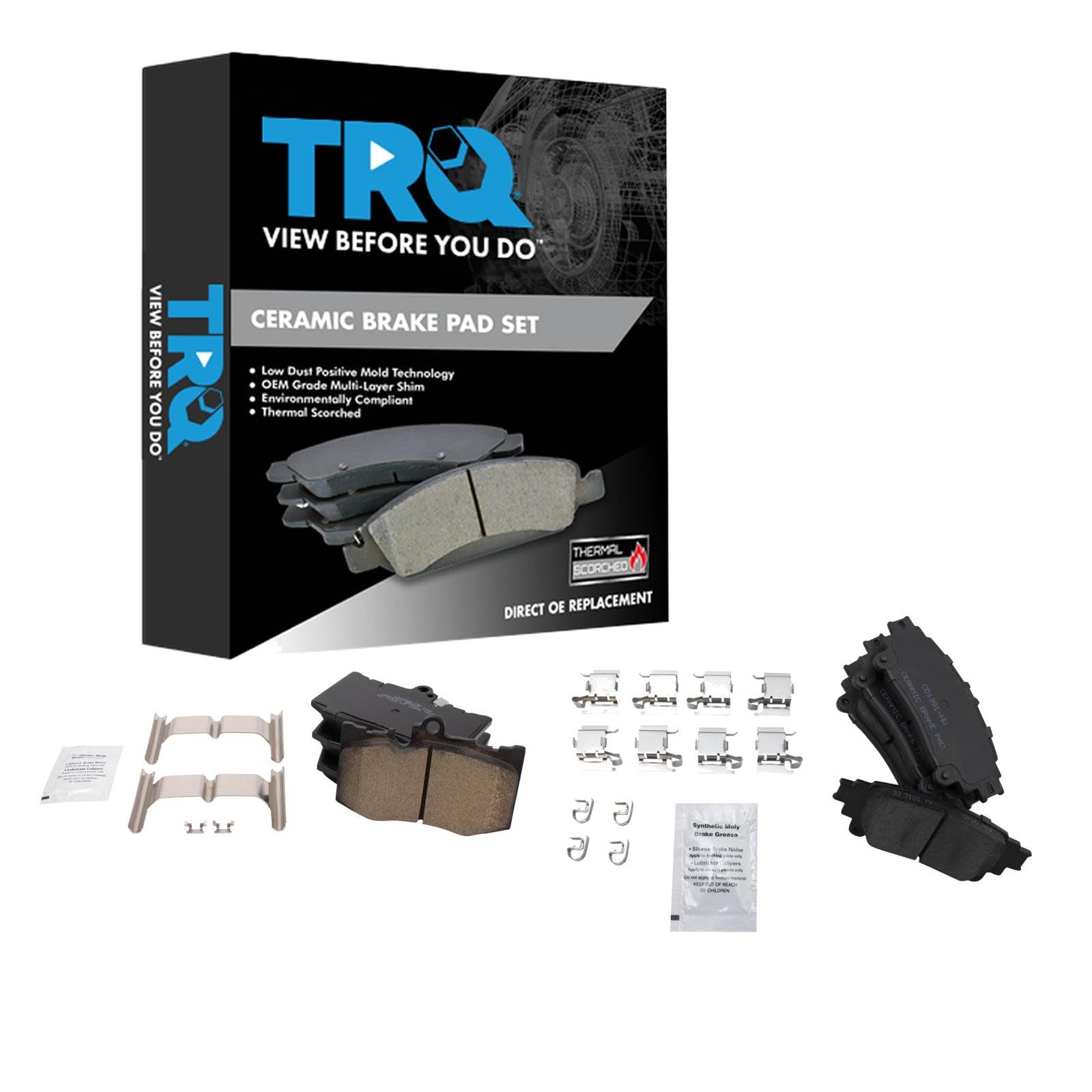 TRQ Brake Pads Ceramic Compatible with 2016-2017 Lexus GS200t 2013-2019 GS350 2013-2018 GS450h IS200t 2016-2018 IS300 2014-2018 IS350 2016 RC200t RC300 2015-2017 RC350 Image