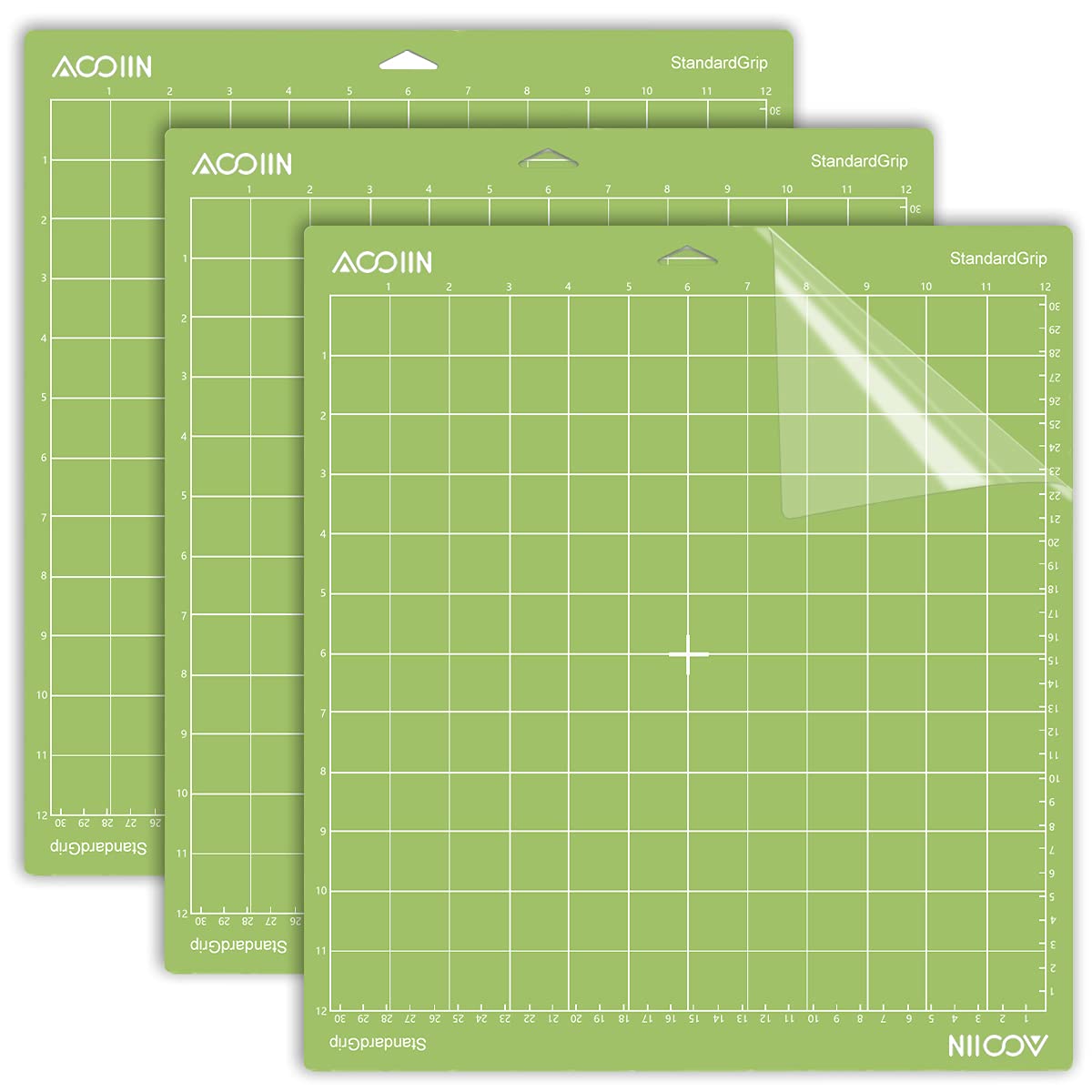 AOOIIN StandardGrip Cutting Mat for Cricut Explore One/Air/Air 2/Maker Adhesive Non-Slip Cut Mats Replacement Accessories for Cricut　(12 x 12 inch, Green, 3 Pack)