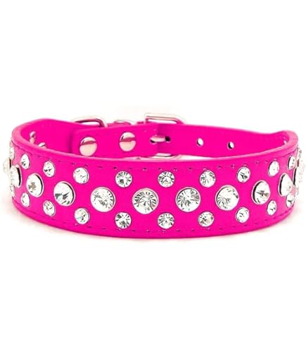 Rhinestone Leather Dog Pet Collars With Full Sparkly Crystal