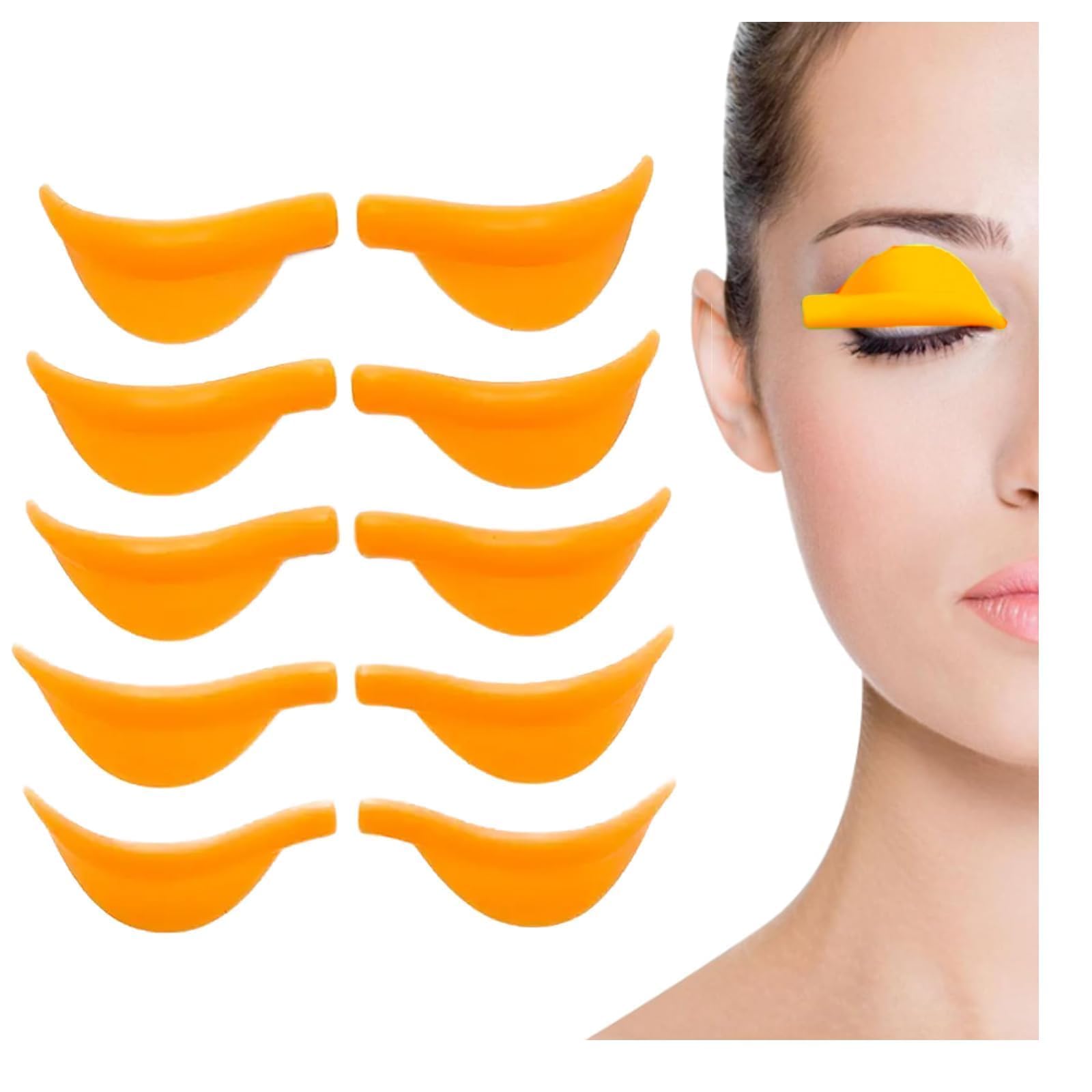 Luxe Lash Lift Set with Mascara Shield, Size XS/S/M/L/XL Reusable Soft Shields (Orange)