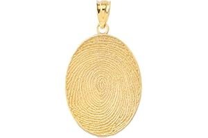 CLADDAGH GOLD Certified 10k Gold Oval Fingerprint Charm Pendant