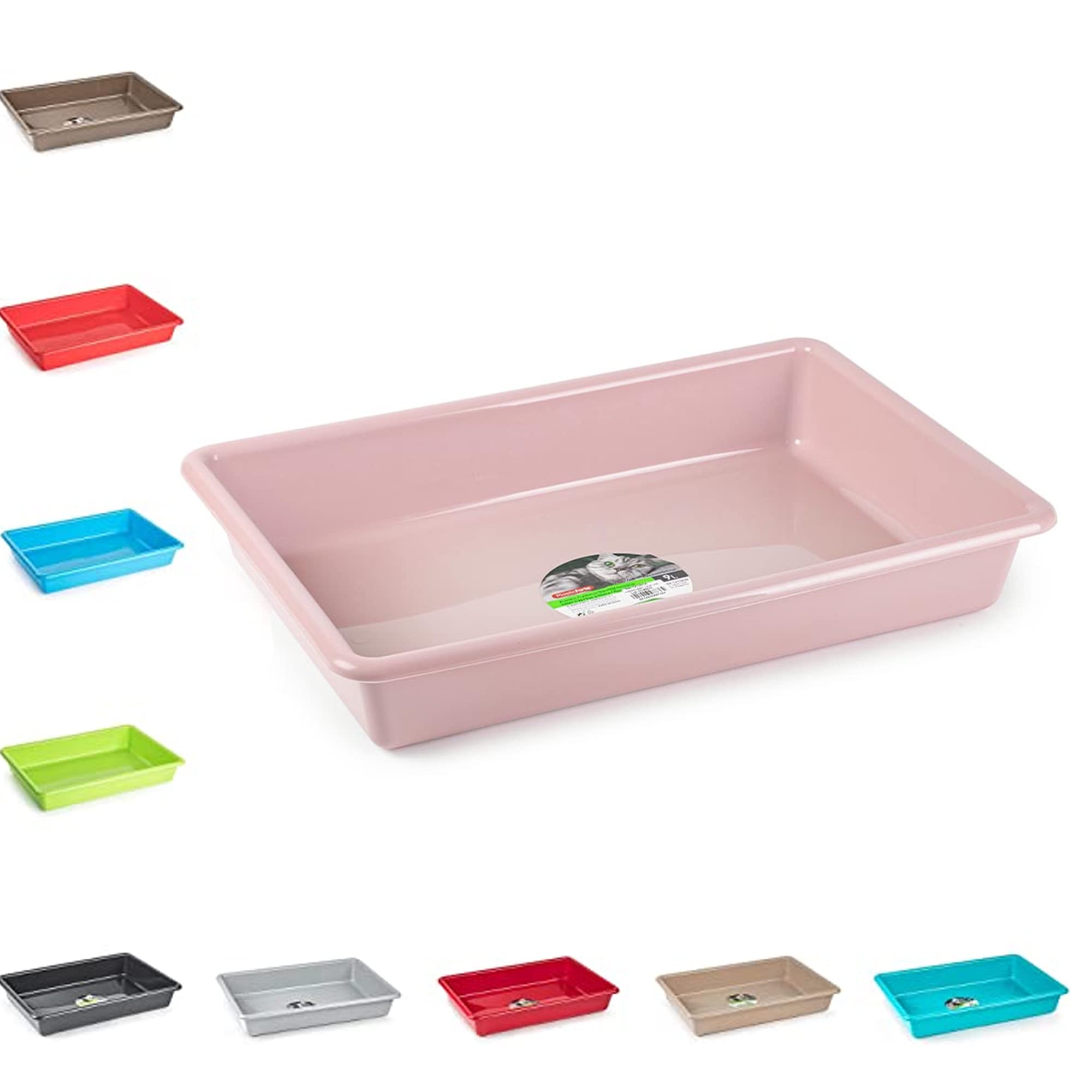 Pink Large Cat Litter Tray 9L – Premium Plastic Pet Toilet Box for Cats, Kittens, Puppies & Small Pets – Easy-Clean Training Tray, Durable & Lightweight