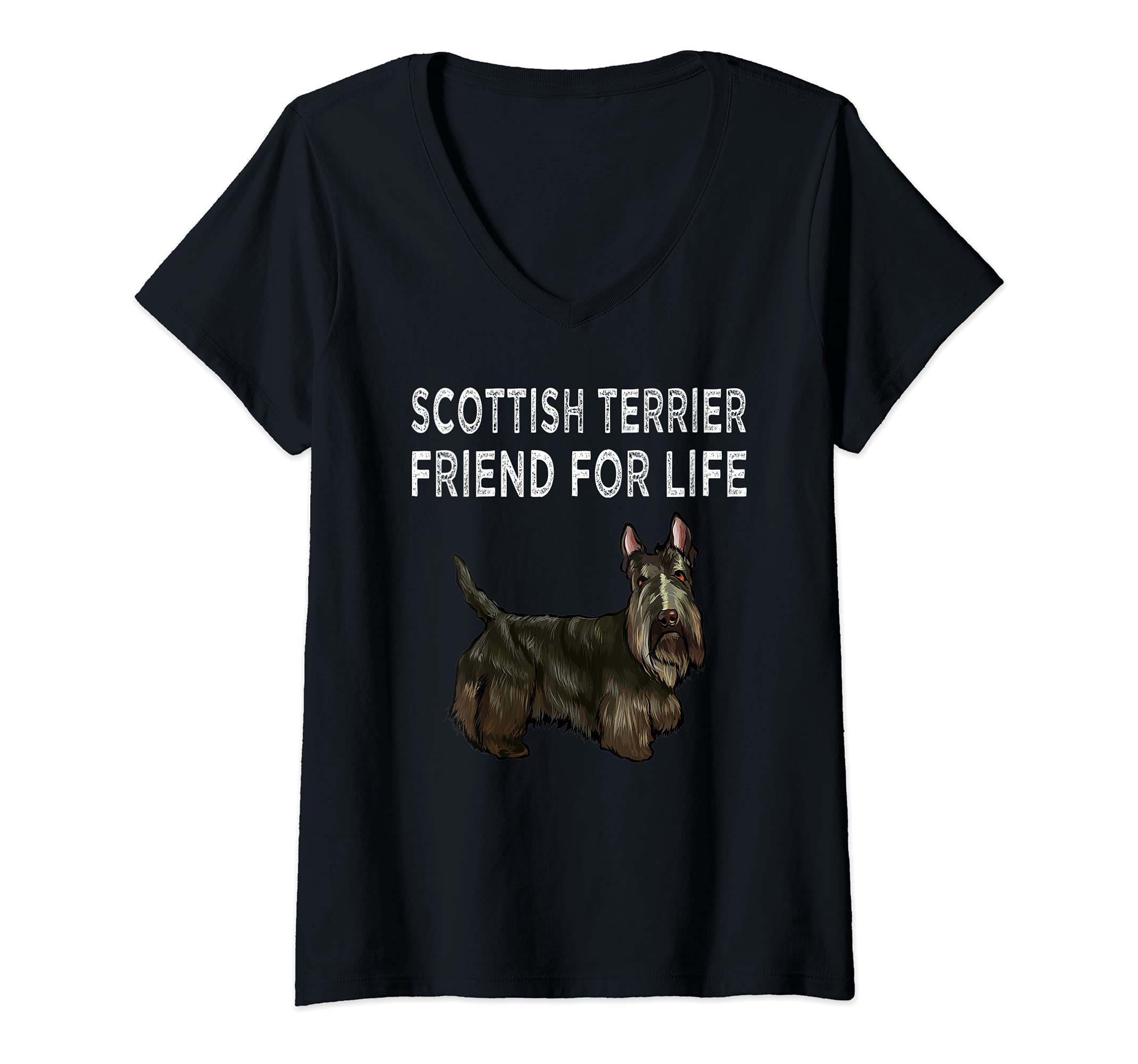 Womens Scottish Terrier Friend For Life Dog Friendship V-Neck T-Shirt