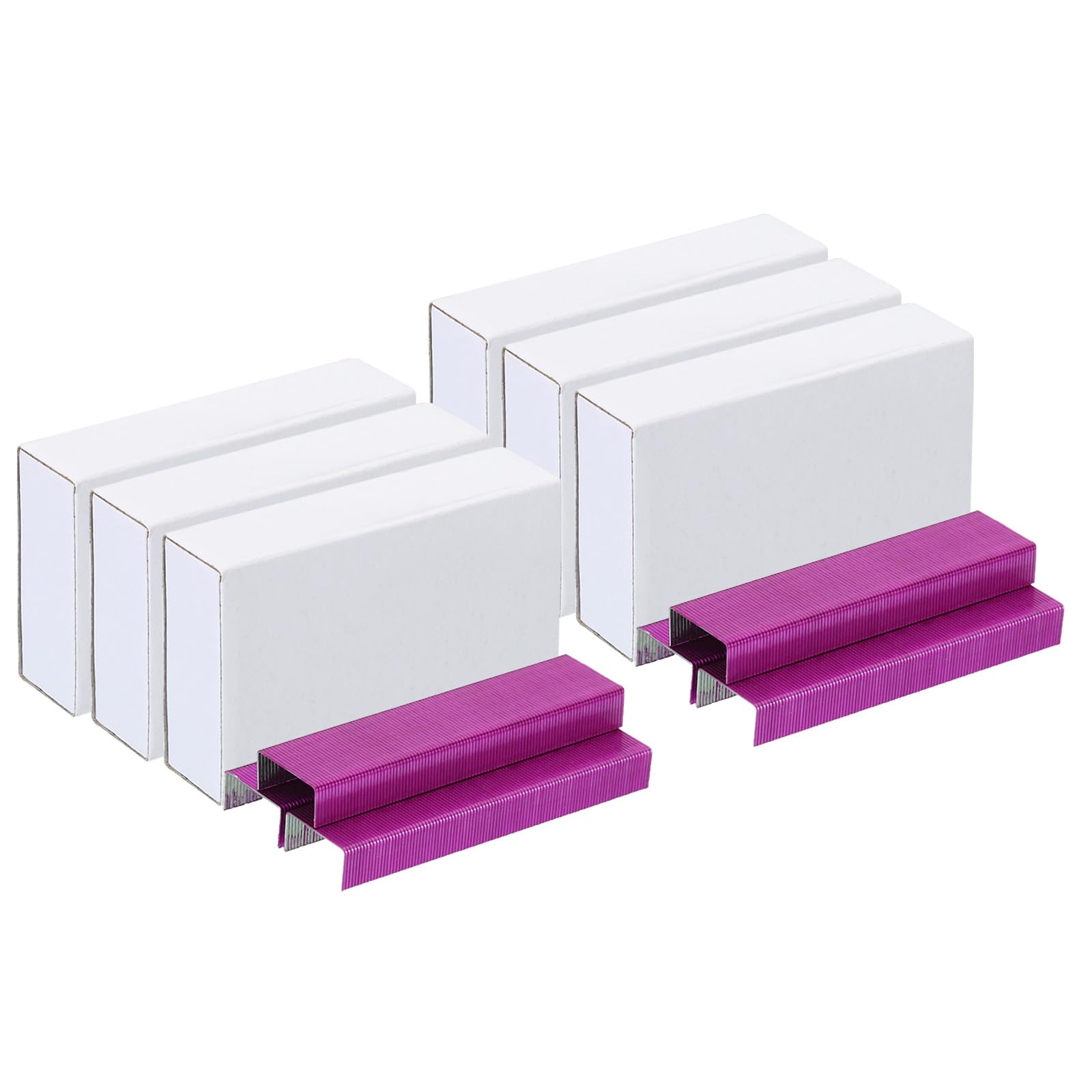 PATIKIL Staples, 6 Pack x 1000Pcs, 26/6 Standard, 1/4 Inch, Rose Red, Jam Free, Office Supplies