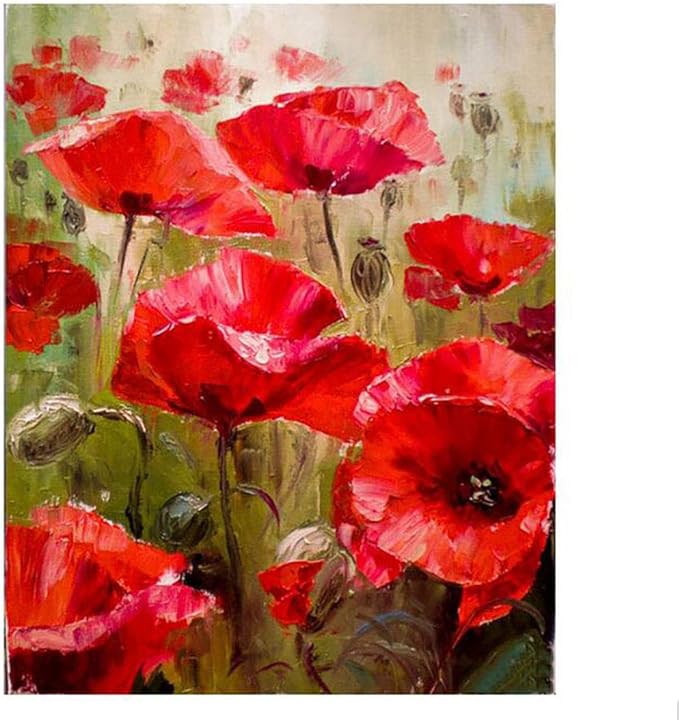 DIY Painting by Numbers for Adults, Flowers Acrylic Paint by Numbers