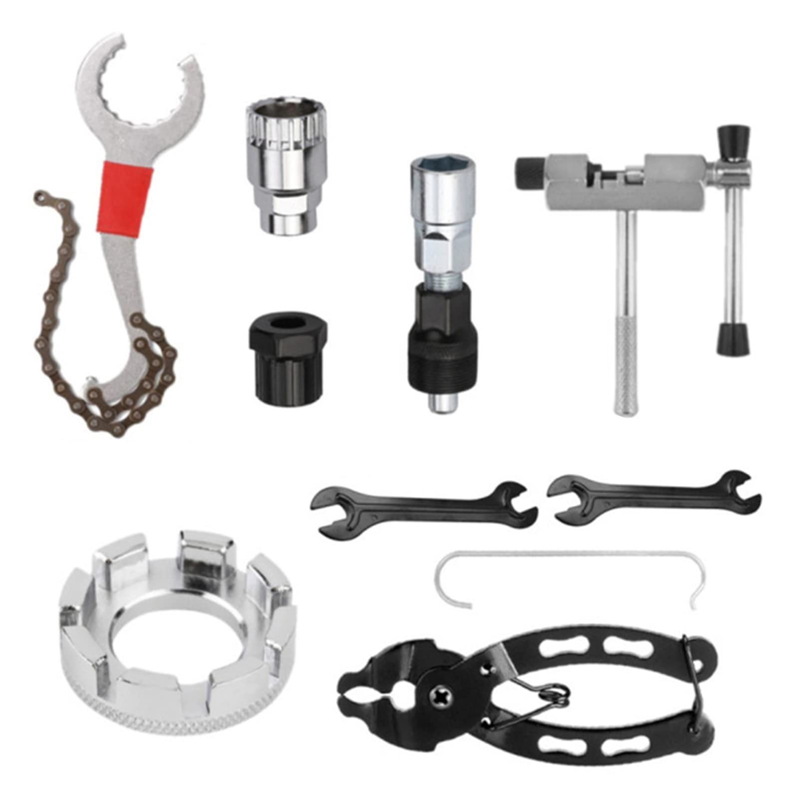Topyond 9 PCS Bike Chain Removal Tool Kit, Bicycle Repair Kit with Cassette Removal Tool, Crank Puller, Bottom Bracket Remover, Freewheel Removal Tool, Chain Tool, Link Pliers, Chain Breaker Wrench