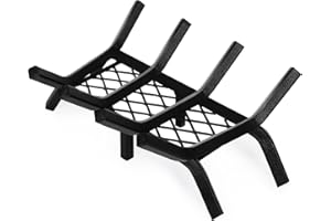 G GOOD GAIN Fireplace Grate 17 "Heavy Duty with Ember Retainer, 1/2” Bar Fire Log Grate for Inside Fireplace, Fireplace Assectories, Chimney Hearth Wood Stove Burning Rack Holder,Wood Stove Grate for Outdoor